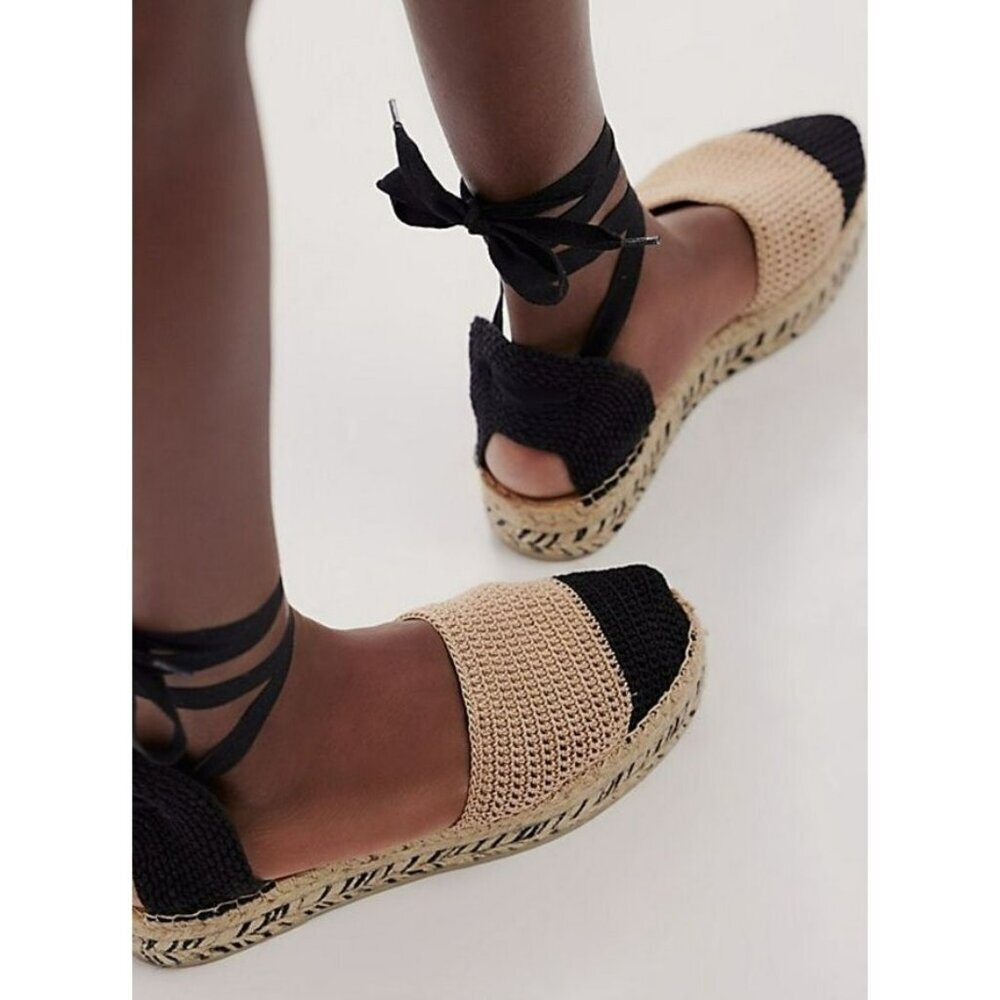 Free People Island Time Wrap Espadrille Sandal Shoes Size 39 US 9